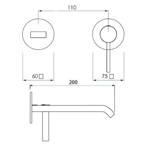 Villeroy & Boch Dawn Wall Mounted Basin Mixer Set - Dimensions