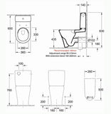 Villeroy & Boch O.Novo 2.0 DirectFlush BTW Toilet Suite - Dimensions