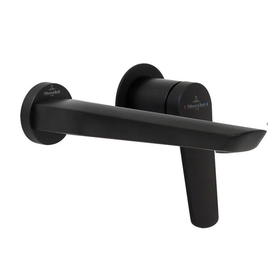 Villeroy & Boch Stratos Wall Mounted Basin Mixer Set - Matte Black