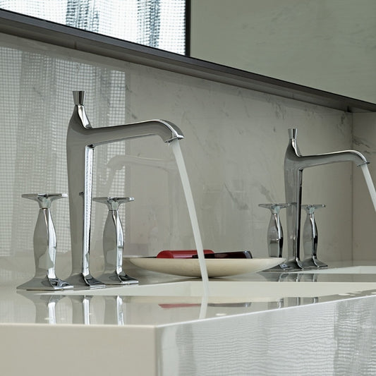 Zucchetti Bellagio Basin Tap Set with High Spout - Cross Handles