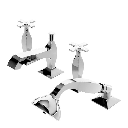 Zucchetti Bellagio Hob Mount Bath Tap Set - Cross Handles