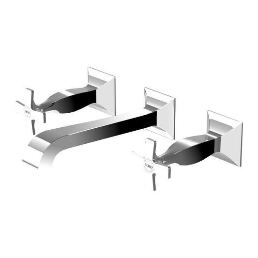 Zucchetti Bellagio Wall Mount Basin Tap Set - Cross Handles