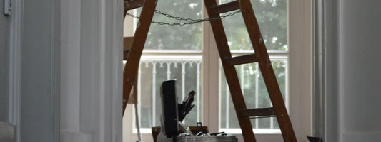 A ladder seen in use for renovations