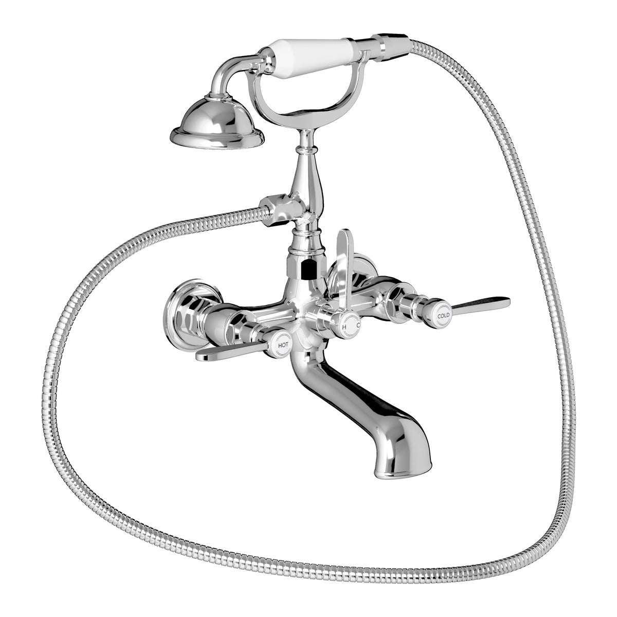 Brodware Neu England Bath Mixer with Handshower - Wall Mounted