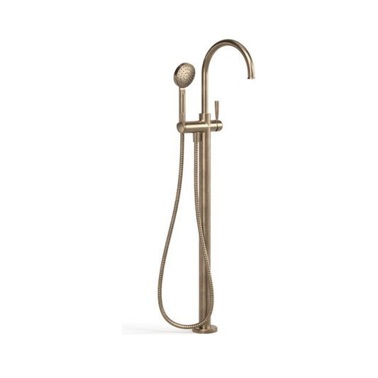 Faucet Strommen Bremont Floor Bath Mixer Curve with 90mm Round Handshower