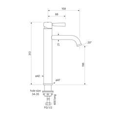 Faucet Strommen Bremont Basin Mixer Tall 208H