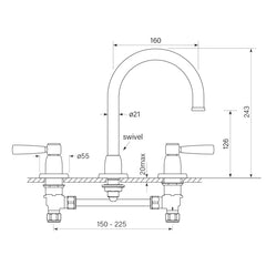 Faucet Strommen Bremont Lever Basin Set 160mm
