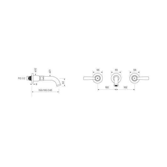 Faucet Strommen Bremont Lever Wall Basin Set 250