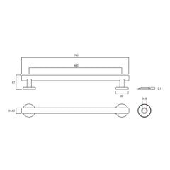 Argent Advantage Designer Grab Rail - 600mm