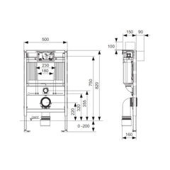 TECE 820mm Low Level Wall Hung Cistern