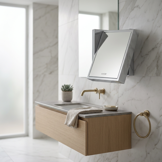 Axor shaving mirror in bathroom 