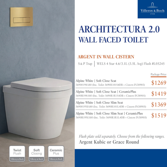 Villeroy & Boch Architectura 2.0 Promotional Package — Wall Faced Toilet + Argent Cistern