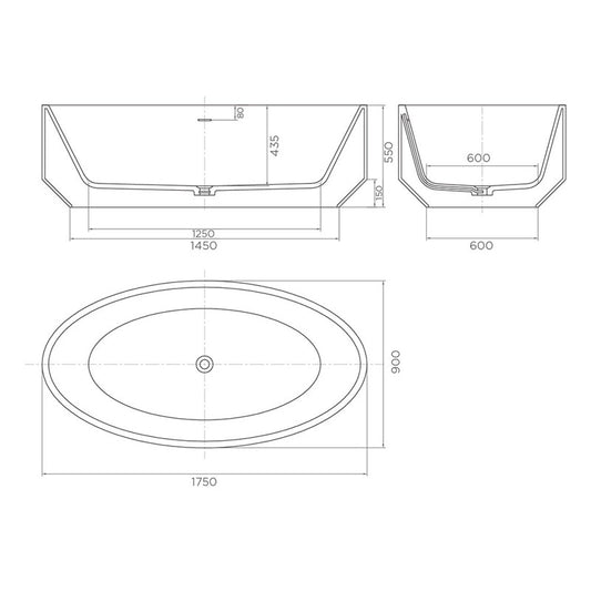 Arcisan Venn 1750 Oval Freestanding Bath