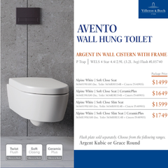 Villeroy & Boch Avento Promotional Package — Wall Hung Toilet + Argent 80 Cistern