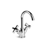 Brodware City Que Twin Lever Basin Mixer - Gooseneck Spout - Cross Handles