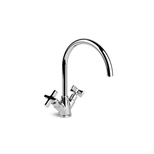 Brodware City Que Twin Lever Kitchen Mixer - Gooseneck Spout