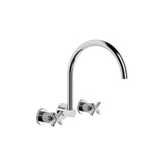Brodware City Que Wall Set - Gooseneck Spout - Cross Handles