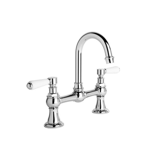 Brodware Winslow Two Hole Basin Mixer - Gooseneck Spout