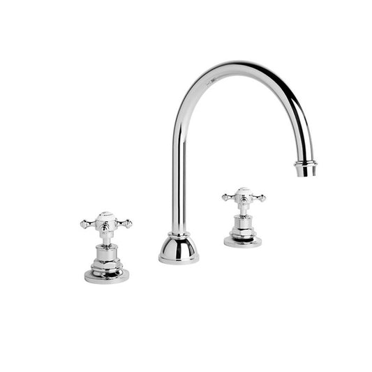 Brodware Winslow Bath Set -  Gooseneck Spout - Cross Handles