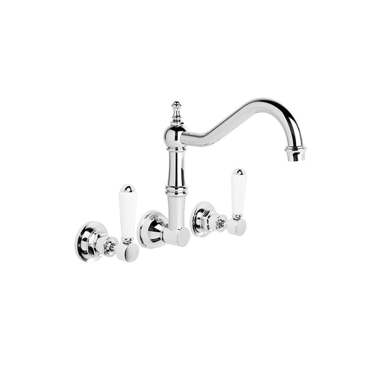 Brodware Winslow Wall Mounted Tapset - Country Spout - Flow Controlled