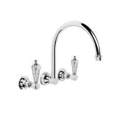 Brodware Winslow Wall Mounted Tapset - Gooseneck Spout - Flow Controlled