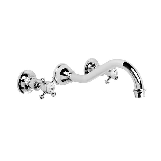 Brodware Winslow Wall Tap Set - 220mm Spout - Cross Handles