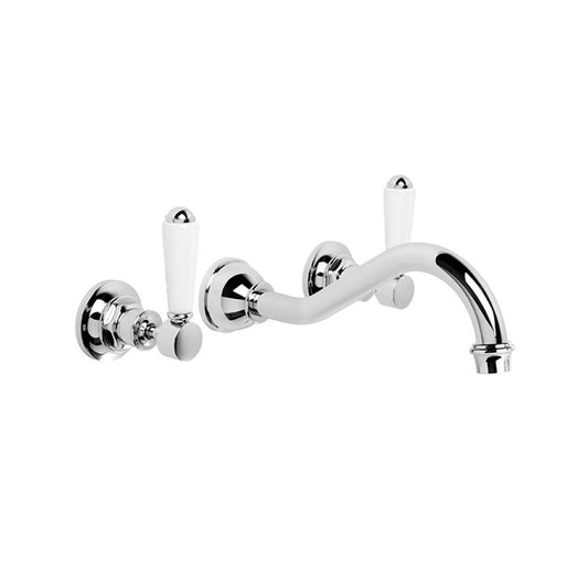 Brodware Winslow Wall Tap Set - 220mm Spout - Flow Controlled