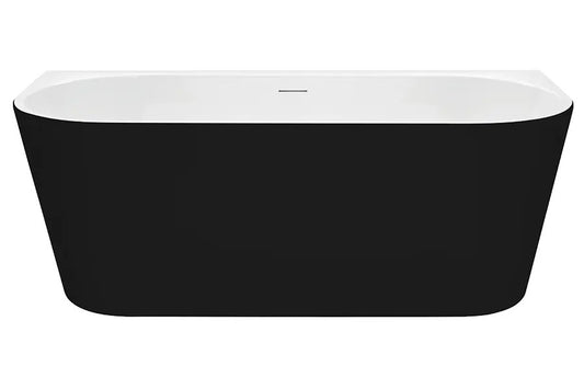 Decina Alegra Black Back to Wall Freestanding Bath - 1700 with Integrated Overflow (Optional)