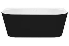 Decina Alegra Black Back to Wall Freestanding Bath - 1700 with Integrated Overflow (Optional)