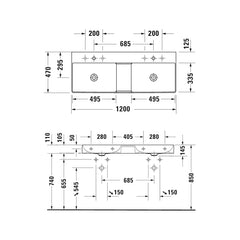 Duravit DuraSquare Double Wall Hung Basin