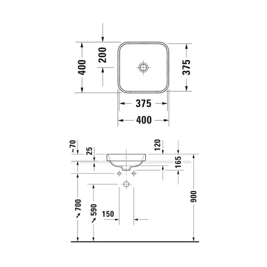 Duravit Happy D.2 Plus Square Above Counter Basin