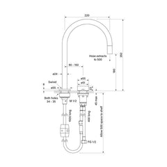 Faucet Strommen Zero Progressiv Sink Mixer with Pull Out - Curved