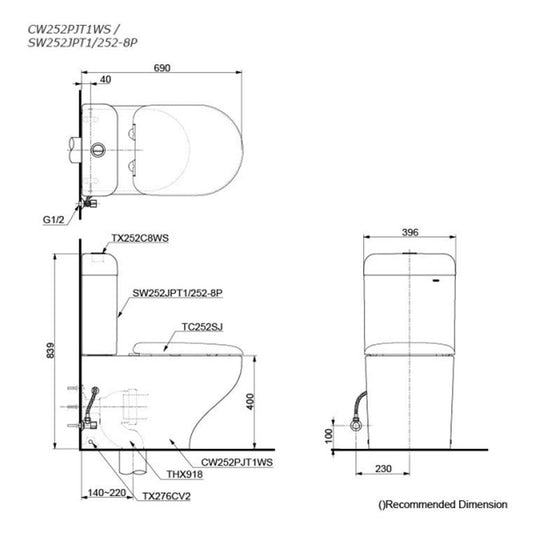 TOTO Hayon Back To Wall Toilet Suite