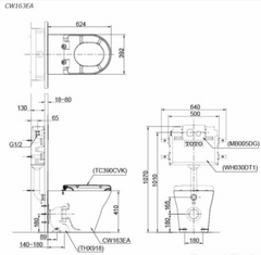 TOTO MH Wall Faced Toilet with S7 Washlet Package