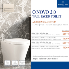 Villeroy & Boch O.novo 2.0 Promotional Package — Wall Faced Toilet + Argent 80 Cistern