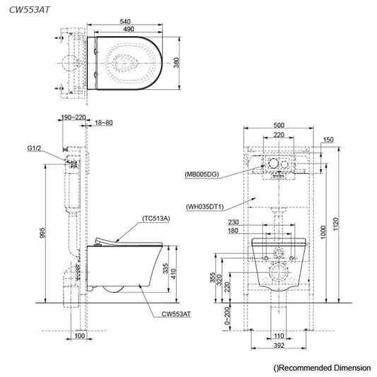 TOTO Rimless Wall Hung Toilet