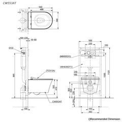 TOTO Rimless Wall Hung Toilet
