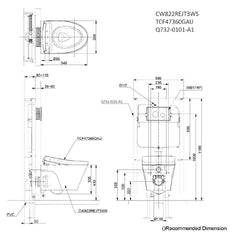 TOTO Avante Wall Hung Rimless Toilet with S7 Washlet Package