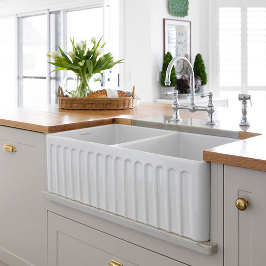 Turner Hastings White Novi Double Farmhouse Sink