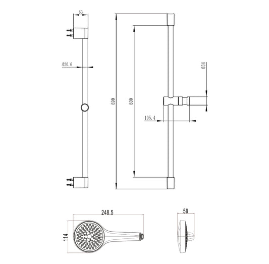 Villeroy & Boch Embrace Trio 110/600 Rail Shower Set