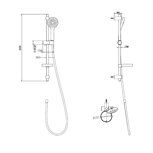 Villeroy & Boch Architectura Start Trio 110/600 Rail Shower Set