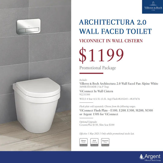 Villeroy & Boch Architectura 2.0 Promotional Package — Wall Faced Toilet + ViConnect Cistern