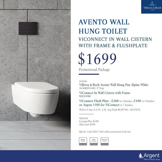 Villeroy & Boch Avento Wall Hung Toilet - Villeroy & Boch Package