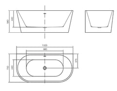 Arcisan Axus 1500 Back to Wall Bath