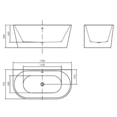 Arcisan Axus 1700 Back to Wall Bath