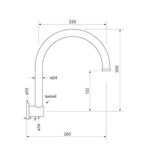 Faucet Strommen Bremont Wall Sink Spout 260 Swivel
