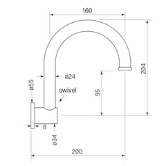 Faucet Strommen Bremont Wall Sink Spout 200 Swivel