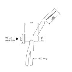 Faucet Strommen Bremont Hand Shower on Adjustable Hook - 90mm Round