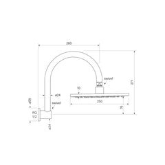 Faucet Strommen Bremont Overhead Shower 250mm with Curved Wall Arm