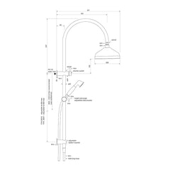Faucet Strommen Cascade 600 Dual Shower System - Dimensions